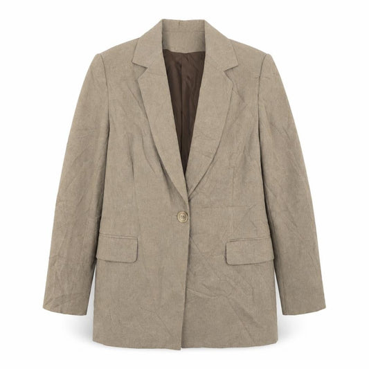 Essentials  Womens Beige  Polyester Jacket Suit Jacket Size 12