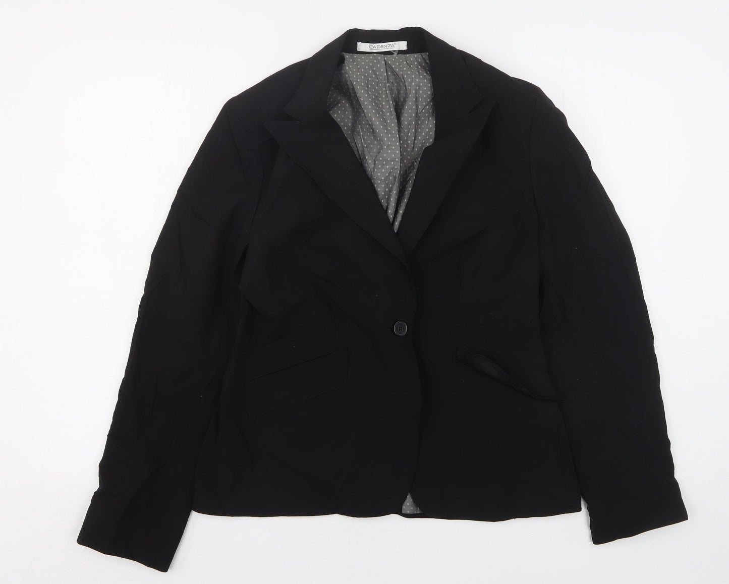 Cadenza Womens Black  Wool Jacket Suit Jacket Size 12