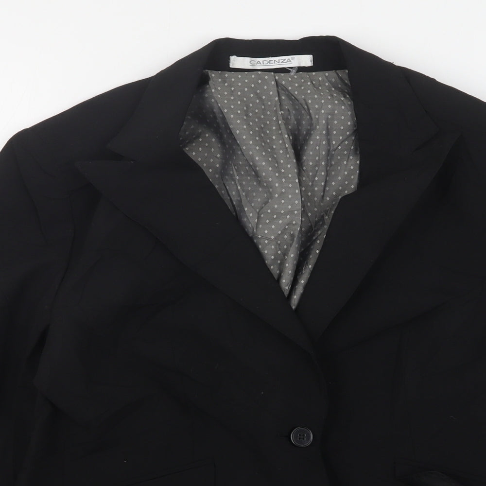 Cadenza Womens Black  Wool Jacket Suit Jacket Size 12