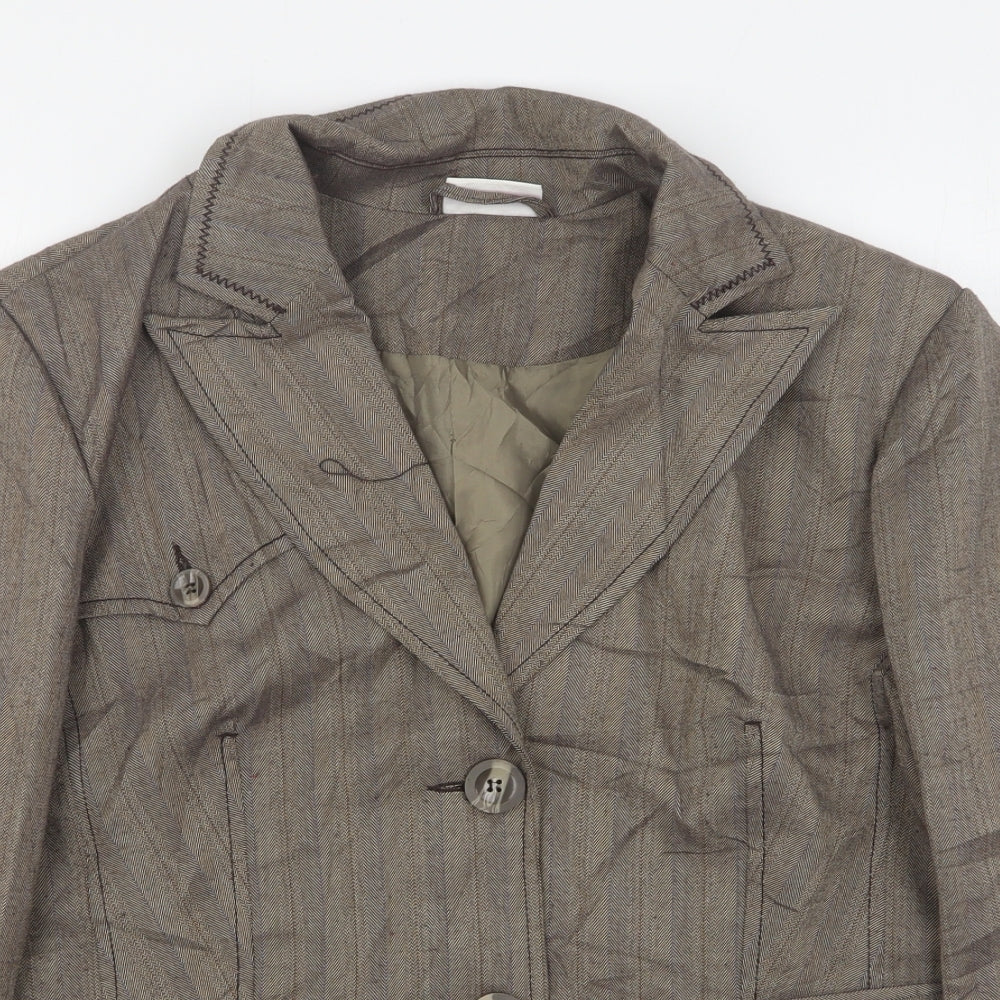 My Own  Womens Beige  Polyester Jacket Suit Jacket Size 16
