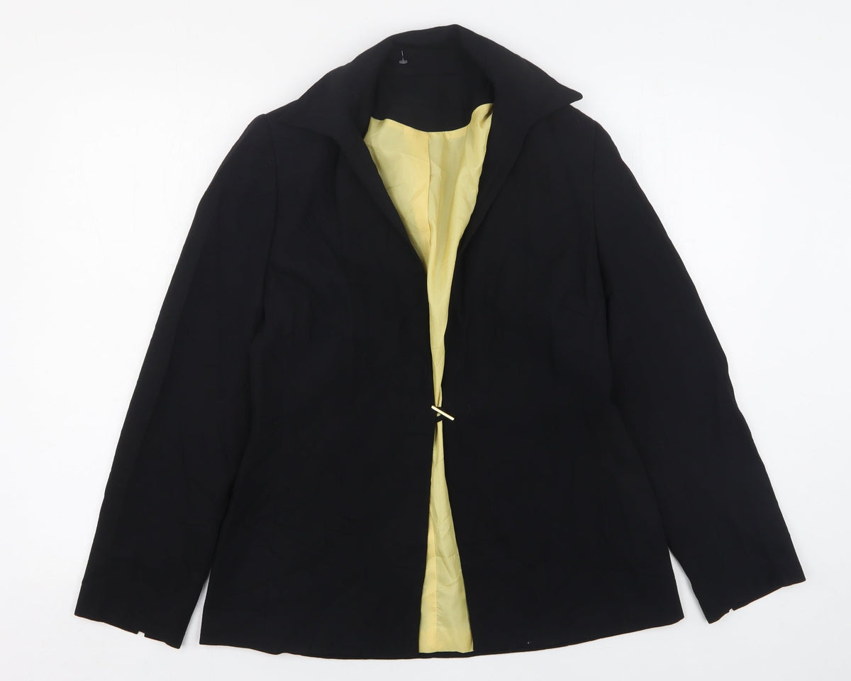 Preworn Womens Black  Polyester Jacket Suit Jacket Size 14
