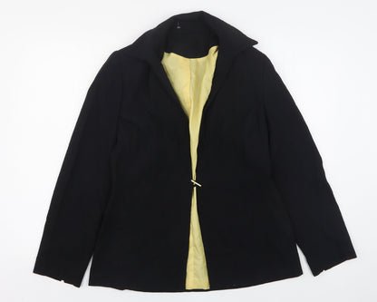 Preworn Womens Black  Polyester Jacket Suit Jacket Size 14
