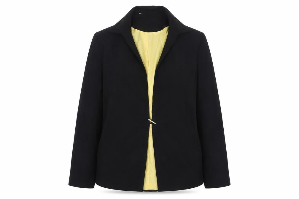 Preworn Womens Black  Polyester Jacket Suit Jacket Size 14
