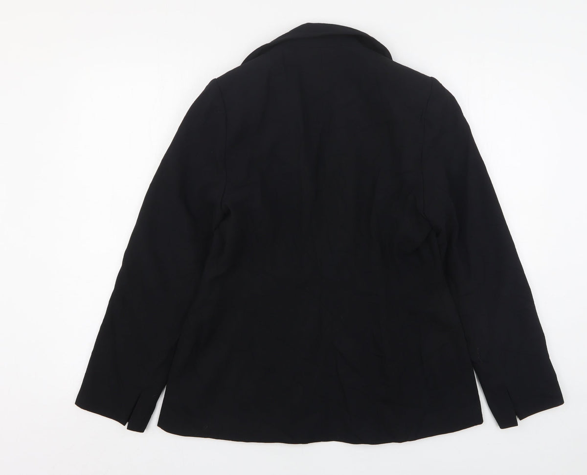 Preworn Womens Black  Polyester Jacket Suit Jacket Size 14