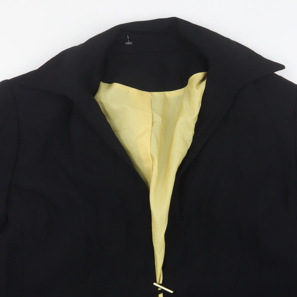 Preworn Womens Black  Polyester Jacket Suit Jacket Size 14