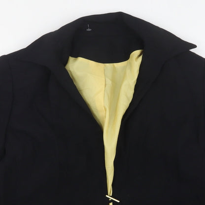 Preworn Womens Black  Polyester Jacket Suit Jacket Size 14