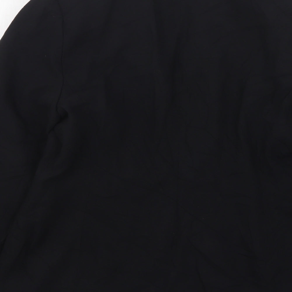 Preworn Womens Black  Polyester Jacket Suit Jacket Size 14