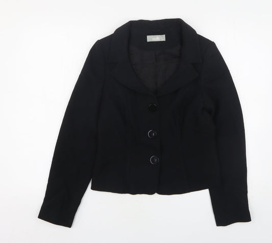 Wallis Womens Black   Jacket  Size 10  Button