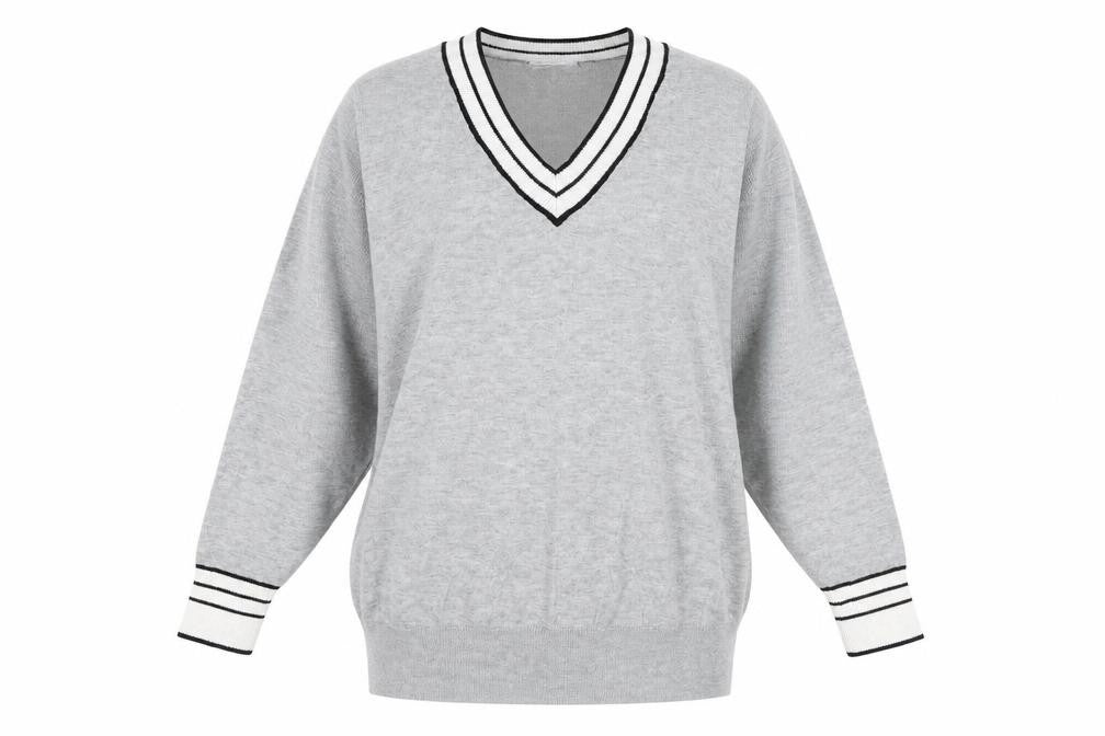 JD Williams Womens Grey V-Neck  Viscose Pullover Jumper Size 12