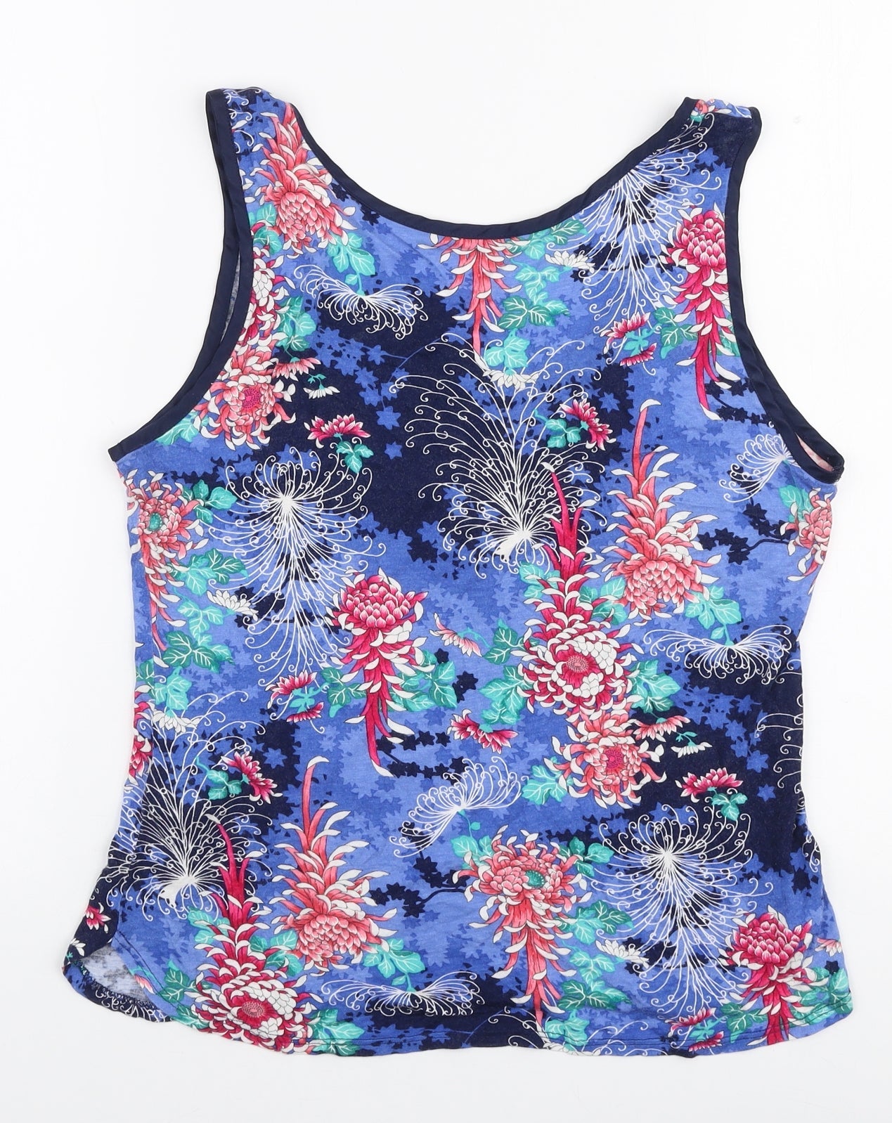Oasis Womens Multicoloured Floral Cotton Jersey Tank Size L Round Neck