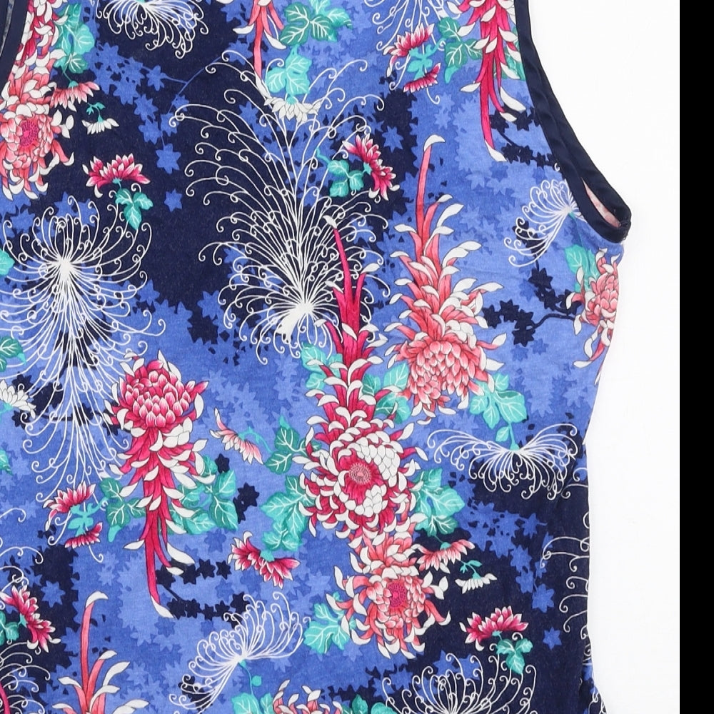 Oasis Womens Multicoloured Floral Cotton Jersey Tank Size L Round Neck