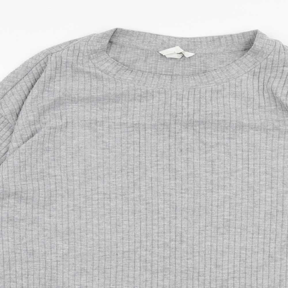 H&M Womens Grey Round Neck  Polyester Pullover Jumper Size L