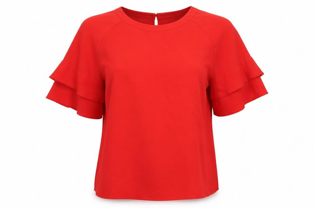 Principles Womens Red  Polyester Basic Blouse Size 16 Round Neck