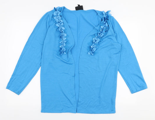 Studio Womens Blue V-Neck  Polyester Cardigan Jumper Size M