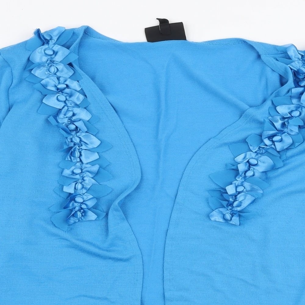 Studio Womens Blue V-Neck  Polyester Cardigan Jumper Size M