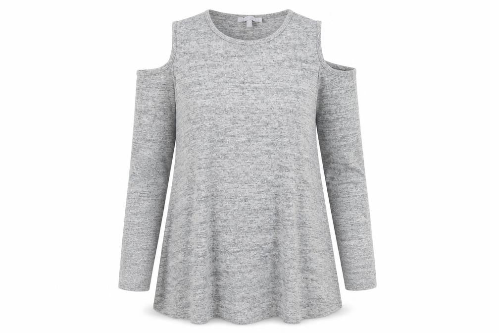 Christopher Fink Womens Grey Round Neck  Viscose Pullover Jumper Size S   - Cold shoulder