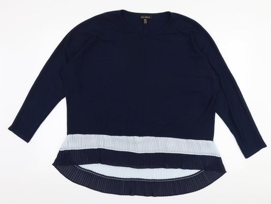 QED London Womens Blue Round Neck  Polyester Pullover Jumper Size M