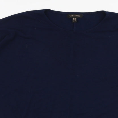 QED London Womens Blue Round Neck  Polyester Pullover Jumper Size M