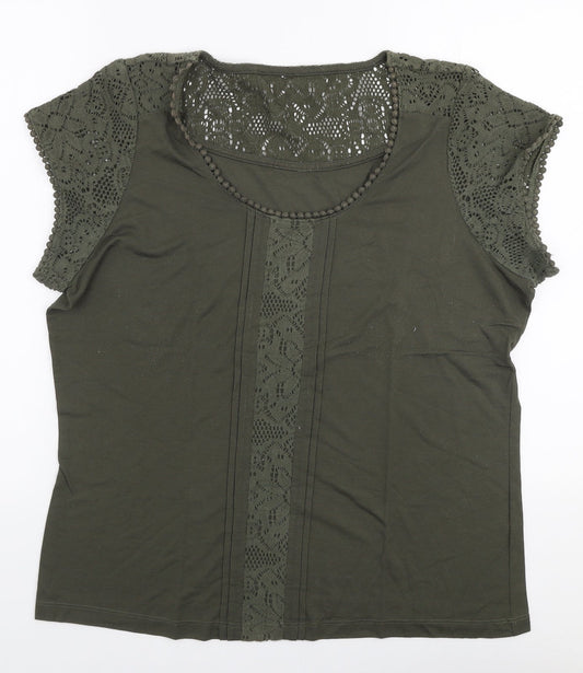 Preworn Womens Green  Polyester Jersey T-Shirt Size M Round Neck