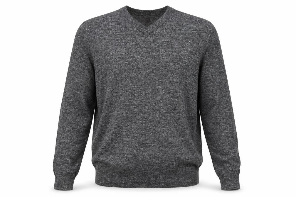M&Co Mens Grey V-Neck  Cotton Pullover Jumper Size M