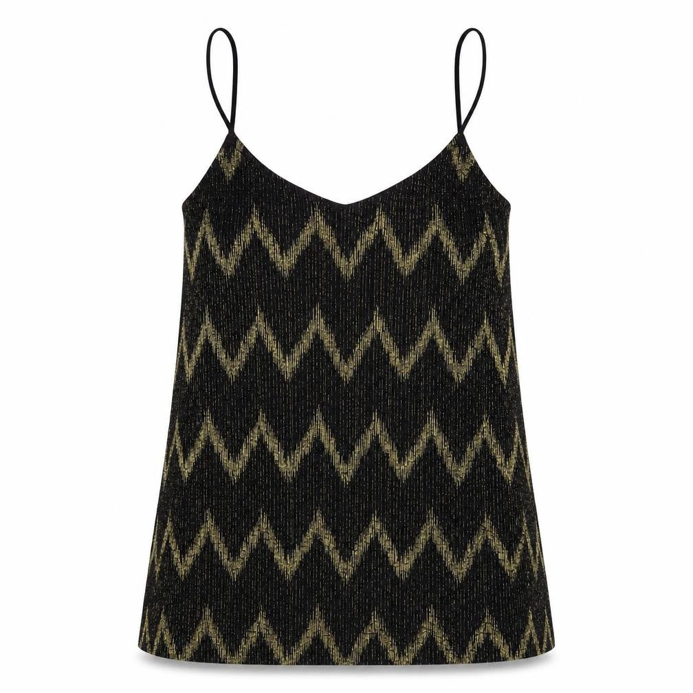 Only Womens Black Geometric Polyester Camisole Blouse Size XS V-Neck