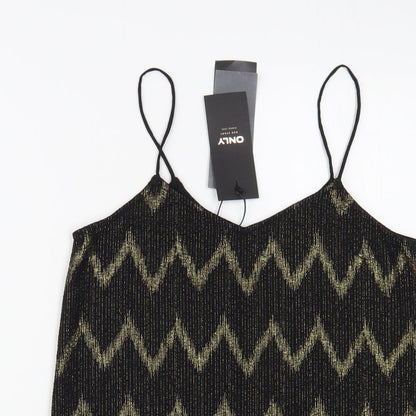 Only Womens Black Geometric Polyester Camisole Blouse Size XS V-Neck