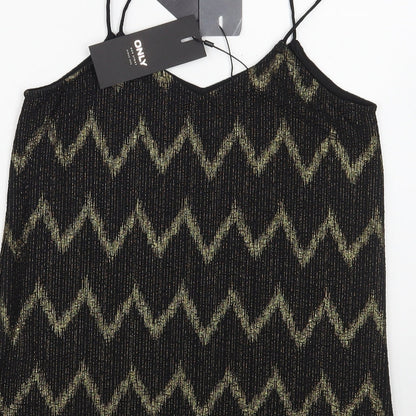Only Womens Black Geometric Polyester Camisole Blouse Size XS V-Neck