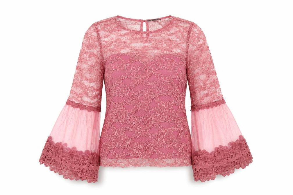 Lexie & Lola Womens Pink  Polyester Basic Blouse Size 6 Round Neck