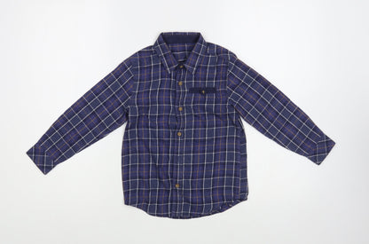 Dunnes Boys Blue Plaid Cotton Basic Button-Up Size 5 Years Collared Button