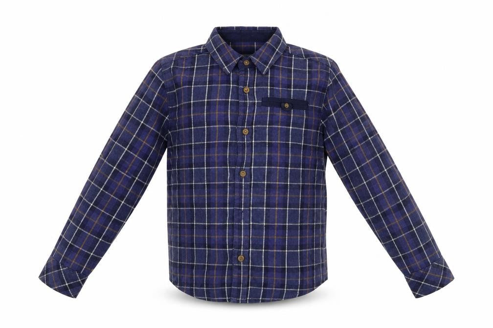Dunnes Stores Boys Blue Plaid Cotton Basic Button-Up Size 5 Years Collared Button