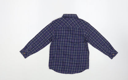 Dunnes Boys Blue Plaid Cotton Basic Button-Up Size 5 Years Collared Button