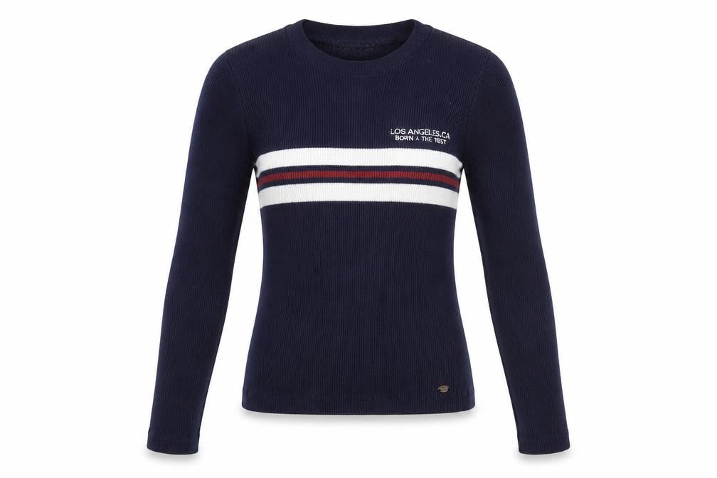 Pull&Bear Womens Blue Crew Neck  Cotton Pullover Jumper Size M   - Cropped