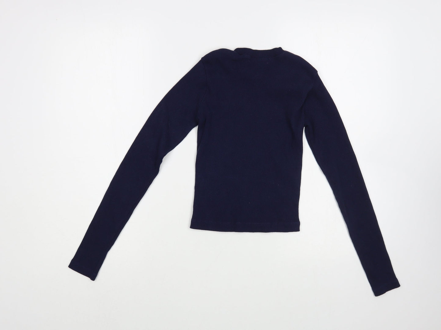 Pull&Bear Womens Blue Crew Neck  Cotton Pullover Jumper Size M   - Cropped