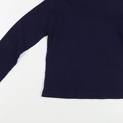 Pull&Bear Womens Blue Crew Neck  Cotton Pullover Jumper Size M   - Cropped