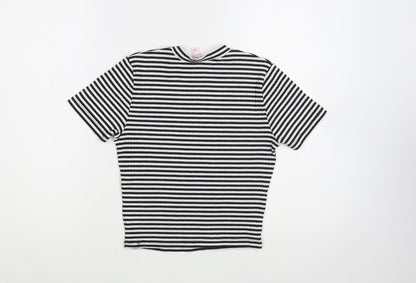 Preloved Miss Selfridge Womens White Striped Polyester Cropped Blouse Size 8 Crew Neck - Back