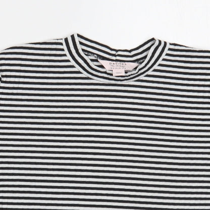 Preloved Miss Selfridge Womens White Striped Polyester Cropped Blouse Size 8 Crew Neck - Detail