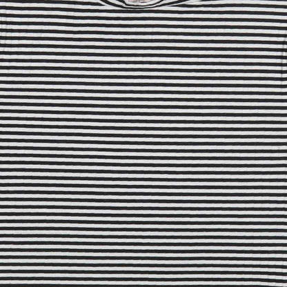 Preloved Miss Selfridge Womens White Striped Polyester Cropped Blouse Size 8 Crew Neck - Label