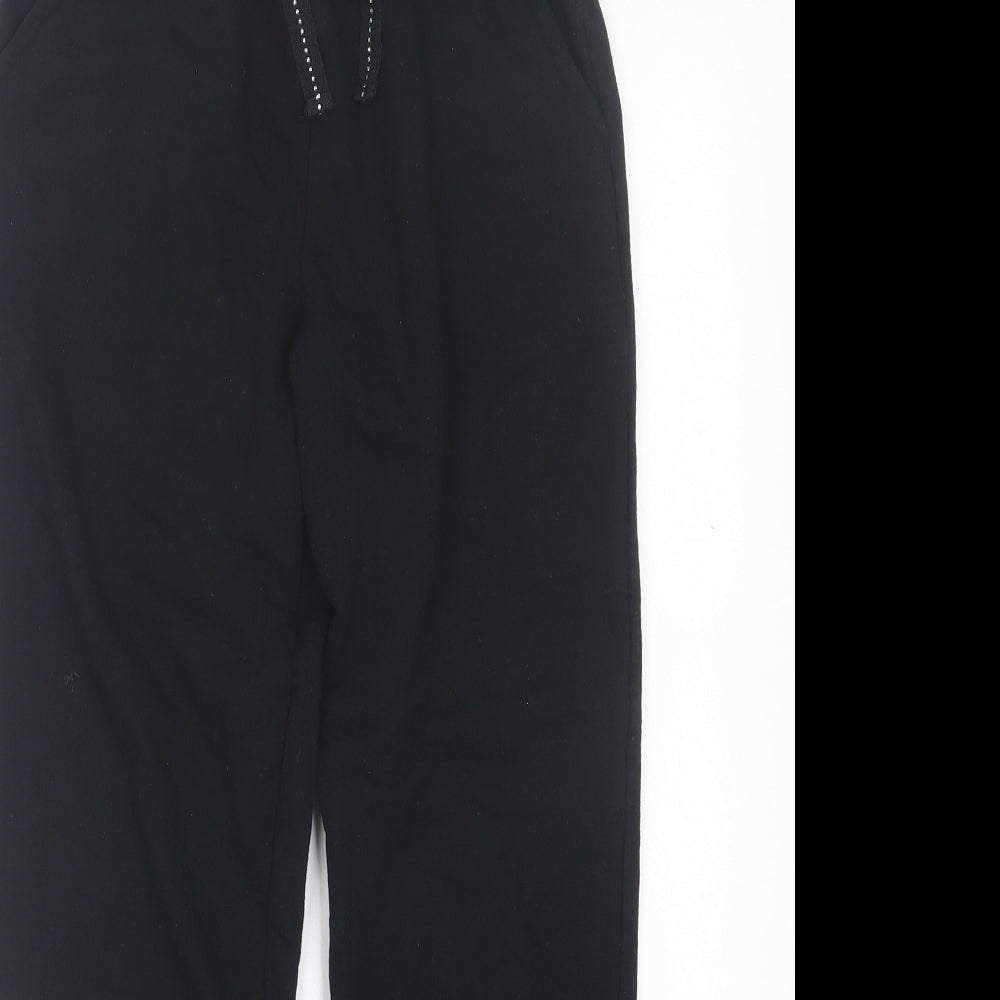 Dunnes Stores Womens Black  Cotton Jogger Trousers Size 26 in L25 in Regular Tie