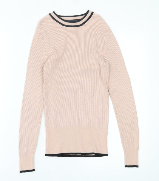 Marks and Spencer Womens Pink Crew Neck  Viscose Pullover Jumper Size 8