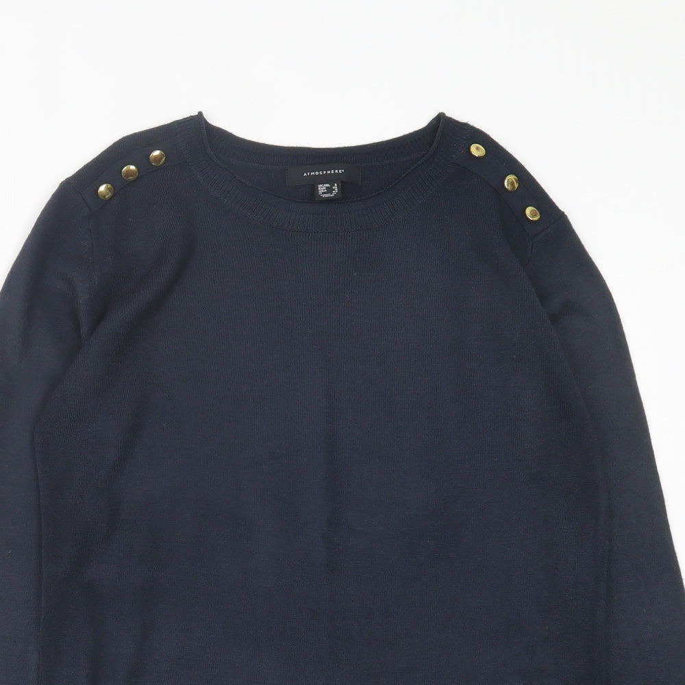 Atmosphere Womens Blue Crew Neck  Acrylic Pullover Jumper Size 8