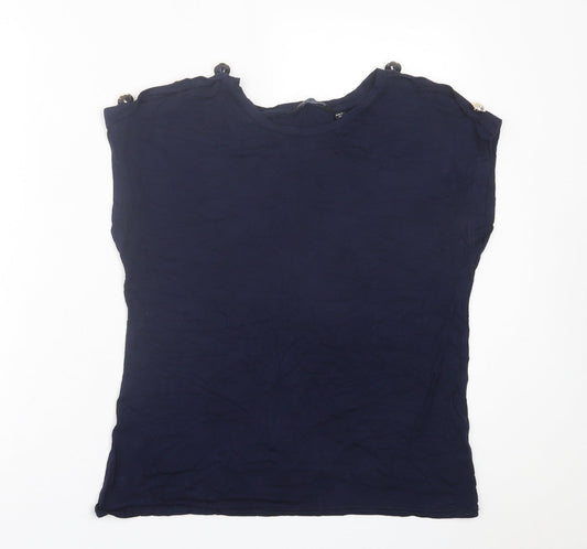 Dorothy Perkins Womens Blue  Viscose Basic T-Shirt Size M Crew Neck