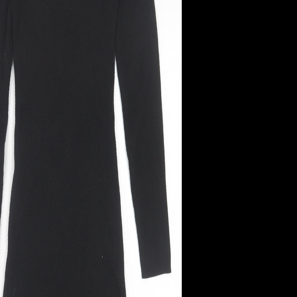 Primark Womens Black  Viscose Jumper Dress  Size XS  V-Neck Pullover