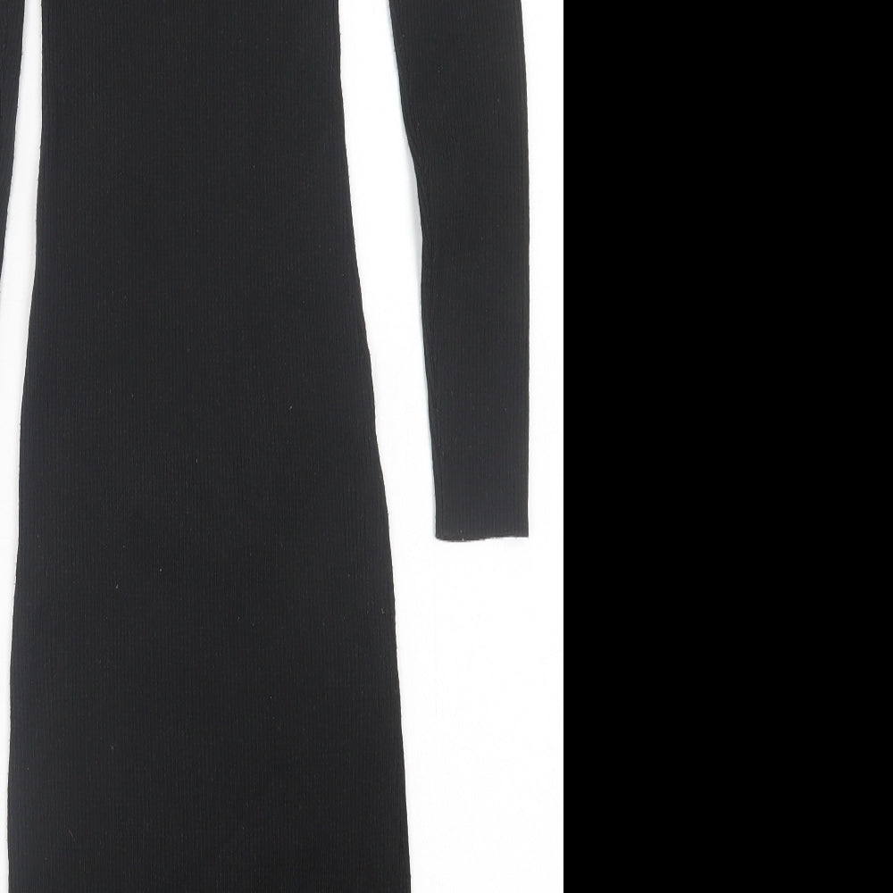 Primark Womens Black  Viscose Jumper Dress  Size XS  V-Neck Pullover