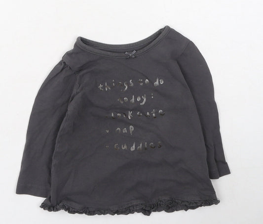 George  Boys Grey  Cotton Basic Casual Size 6-9 Months Round Neck