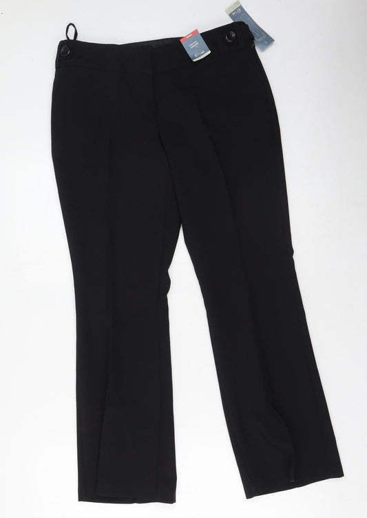 Evie  Womens Black  Polyester Trousers  Size 10 L23 in Regular
