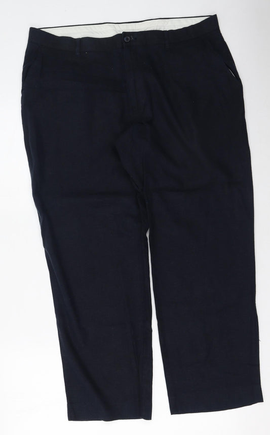 Marks and Spencer Womens Blue  Linen Trousers  Size 38 in L22 in Regular