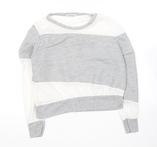 Natalia Womens Grey Round Neck  Polyester Pullover Jumper Size M