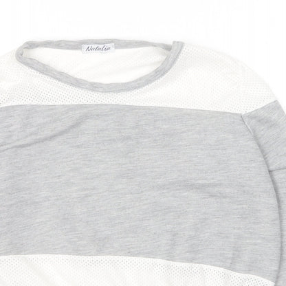 Natalia Womens Grey Round Neck  Polyester Pullover Jumper Size M