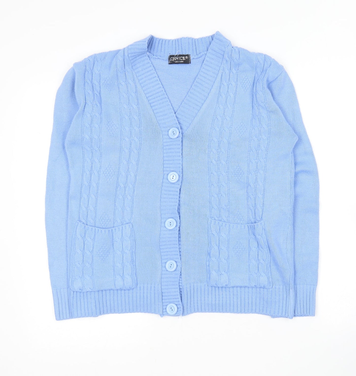 Choice Collection   Womens Blue V-Neck  Acrylic Cardigan Jumper Size M