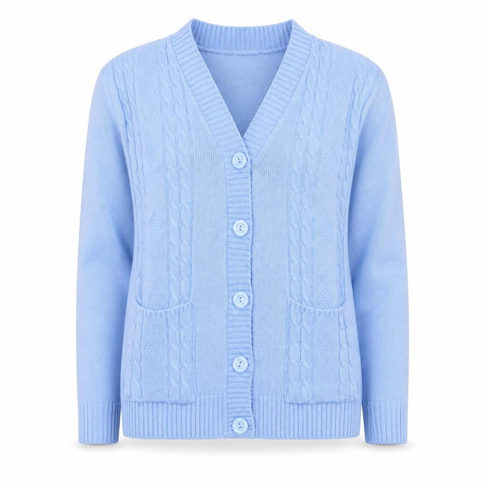 Choice Collection   Womens Blue V-Neck  Acrylic Cardigan Jumper Size M